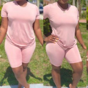 CAMI TANK PEPLUM/ BIKER SHORT SET main image 1